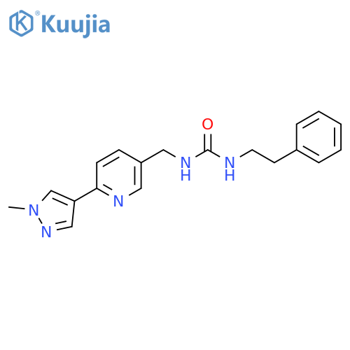 3-{6-(1-methyl-1H-pyrazol-4-yl)pyridin-3-ylmethyl}-1-(2-phenylethyl)urea structure