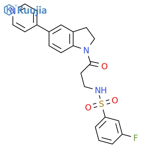 3-fluoro-N-{3-oxo-3-[5-(pyridin-4-yl)-2,3-dihydro-1H-indol-1-yl]propyl}benzene-1-sulfonamide structure