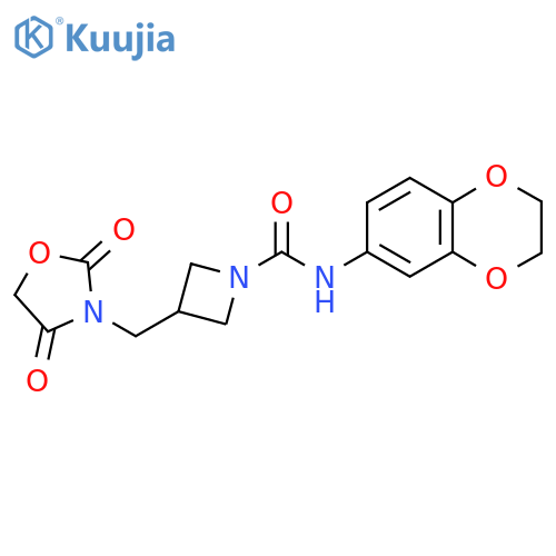 N-(2,3-dihydro-1,4-benzodioxin-6-yl)-3-(2,4-dioxo-1,3-oxazolidin-3-yl)methylazetidine-1-carboxamide structure
