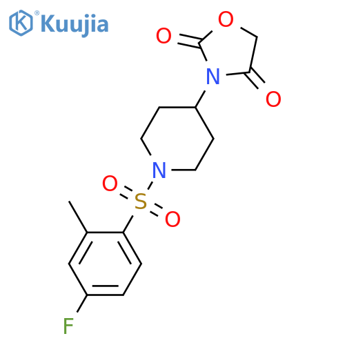 3-[1-(4-fluoro-2-methylphenyl)sulfonylpiperidin-4-yl]-1,3-oxazolidine-2,4-dione structure