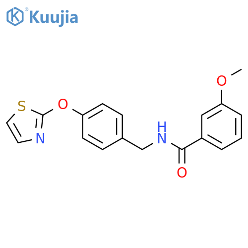 3-methoxy-N-[[4-(1,3-thiazol-2-yloxy)phenyl]methyl]benzamide structure