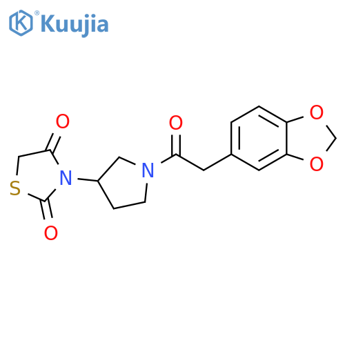 3-[1-[2-(1,3-Benzodioxol-5-yl)acetyl]-3-pyrrolidinyl]-2,4-thiazolidinedione structure
