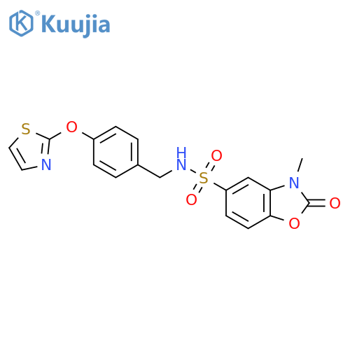 3-methyl-2-oxo-N-(4-(thiazol-2-yloxy)benzyl)-2,3-dihydrobenzo[d]oxazole-5-sulfonamide structure