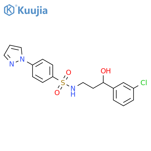 N-[3-(3-chlorophenyl)-3-hydroxypropyl]-4-(1H-pyrazol-1-yl)benzene-1-sulfonamide structure