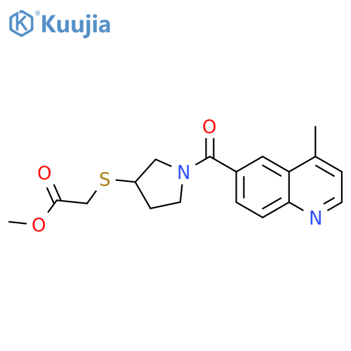 methyl 2-{[1-(4-methylquinoline-6-carbonyl)pyrrolidin-3-yl]sulfanyl}acetate structure