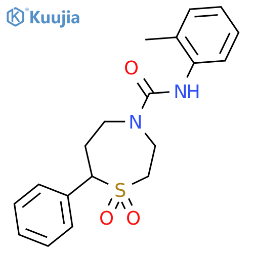 N-(2-methylphenyl)-1,1-dioxo-7-phenyl-1lambda6,4-thiazepane-4-carboxamide structure