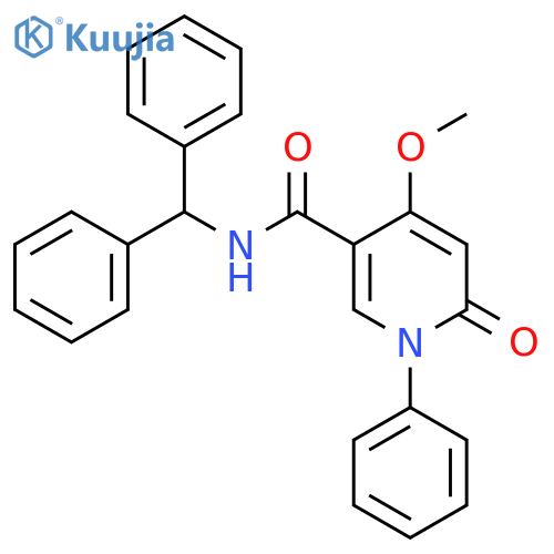 N-benzhydryl-4-methoxy-6-oxo-1-phenyl-1,6-dihydropyridine-3-carboxamide structure