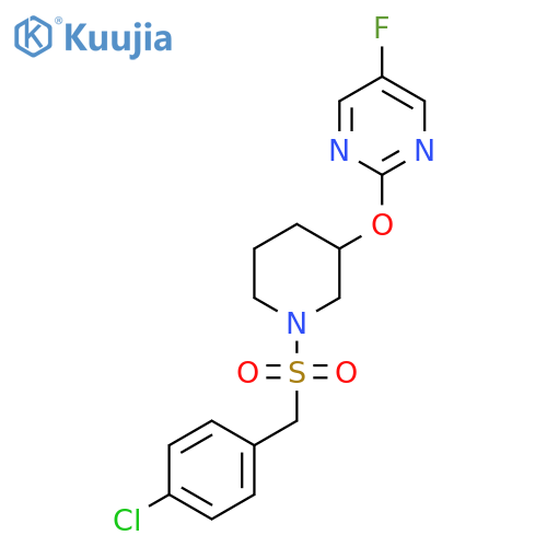 2-({1-(4-chlorophenyl)methanesulfonylpiperidin-3-yl}oxy)-5-fluoropyrimidine structure