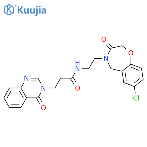 N-[2-(7-chloro-3-oxo-2,3,4,5-tetrahydro-1,4-benzoxazepin-4-yl)ethyl]-3-(4-oxo-3,4-dihydroquinazolin-3-yl)propanamide structure