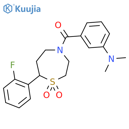 4-3-(dimethylamino)benzoyl-7-(2-fluorophenyl)-1lambda6,4-thiazepane-1,1-dione structure