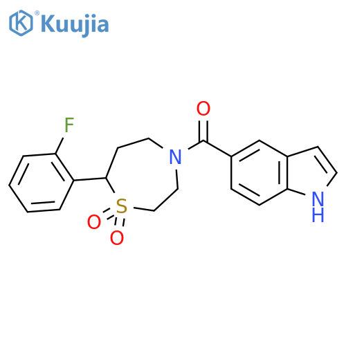 7-(2-fluorophenyl)-4-(1H-indole-5-carbonyl)-1lambda6,4-thiazepane-1,1-dione structure