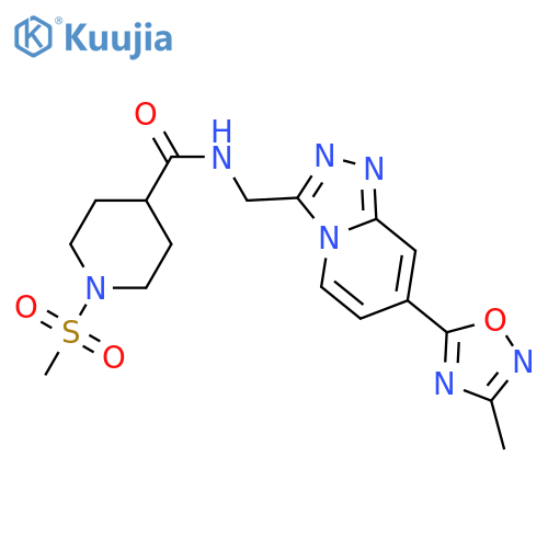 1-methanesulfonyl-N-{[7-(3-methyl-1,2,4-oxadiazol-5-yl)-[1,2,4]triazolo[4,3-a]pyridin-3-yl]methyl}piperidine-4-carboxamide structure