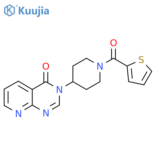 3-1-(thiophene-2-carbonyl)piperidin-4-yl-3H,4H-pyrido2,3-dpyrimidin-4-one structure