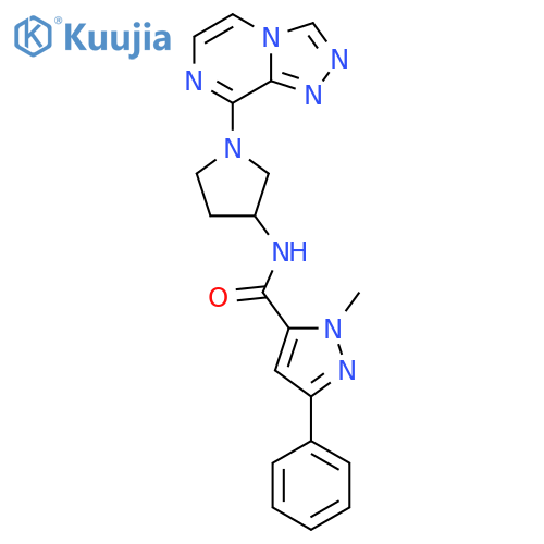 1-methyl-3-phenyl-N-(1-{1,2,4triazolo4,3-apyrazin-8-yl}pyrrolidin-3-yl)-1H-pyrazole-5-carboxamide structure