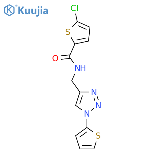 5-chloro-N-{[1-(thiophen-2-yl)-1H-1,2,3-triazol-4-yl]methyl}thiophene-2-carboxamide structure
