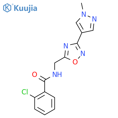 2-chloro-N-{3-(1-methyl-1H-pyrazol-4-yl)-1,2,4-oxadiazol-5-ylmethyl}benzamide structure