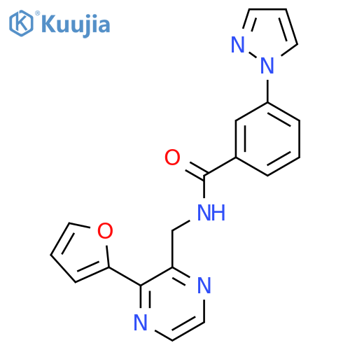 N-{3-(furan-2-yl)pyrazin-2-ylmethyl}-3-(1H-pyrazol-1-yl)benzamide structure
