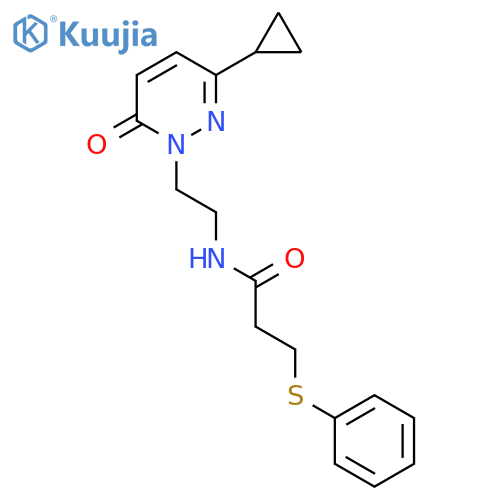 N-[2-(3-cyclopropyl-6-oxo-1,6-dihydropyridazin-1-yl)ethyl]-3-(phenylsulfanyl)propanamide structure