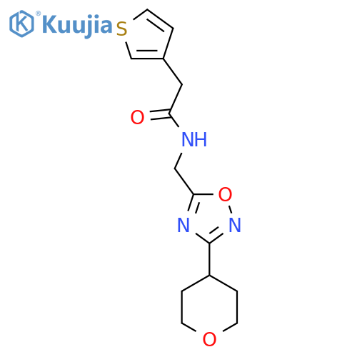 N-{[3-(oxan-4-yl)-1,2,4-oxadiazol-5-yl]methyl}-2-(thiophen-3-yl)acetamide structure