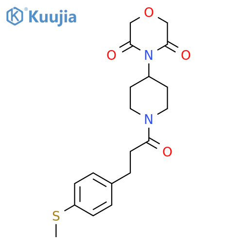 4-(1-{3-4-(methylsulfanyl)phenylpropanoyl}piperidin-4-yl)morpholine-3,5-dione structure
