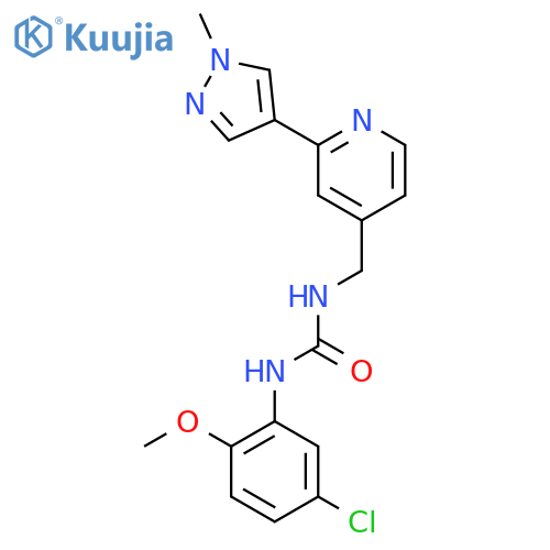 3-(5-chloro-2-methoxyphenyl)-1-{[2-(1-methyl-1H-pyrazol-4-yl)pyridin-4-yl]methyl}urea structure