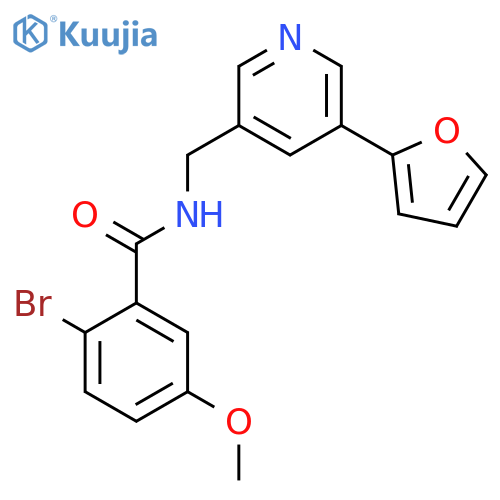 2-bromo-N-{5-(furan-2-yl)pyridin-3-ylmethyl}-5-methoxybenzamide structure