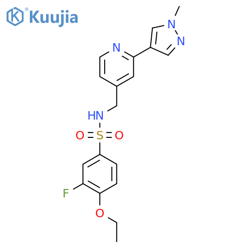 4-ethoxy-3-fluoro-N-{[2-(1-methyl-1H-pyrazol-4-yl)pyridin-4-yl]methyl}benzene-1-sulfonamide structure