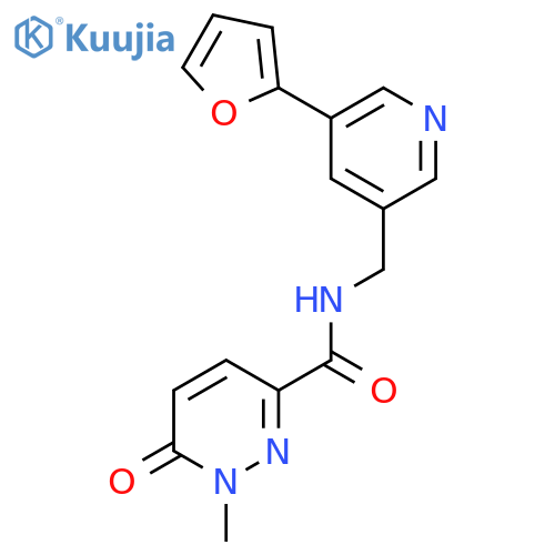 N-{5-(furan-2-yl)pyridin-3-ylmethyl}-1-methyl-6-oxo-1,6-dihydropyridazine-3-carboxamide structure