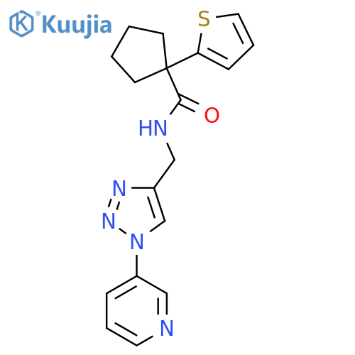 N-{[1-(pyridin-3-yl)-1H-1,2,3-triazol-4-yl]methyl}-1-(thiophen-2-yl)cyclopentane-1-carboxamide structure