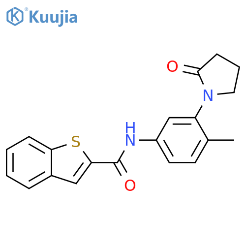 N-[4-methyl-3-(2-oxopyrrolidin-1-yl)phenyl]-1-benzothiophene-2-carboxamide structure