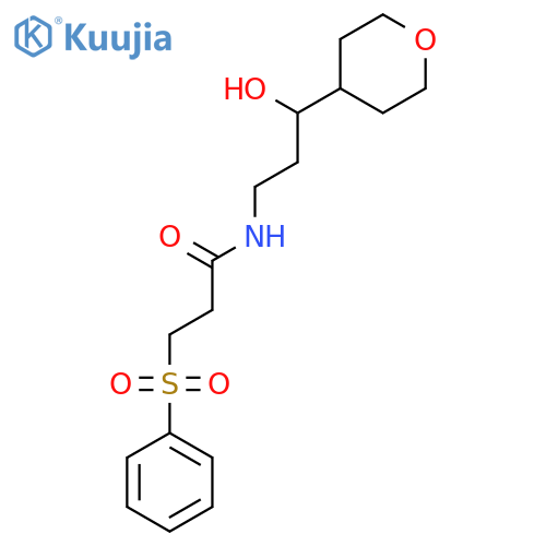 3-(benzenesulfonyl)-N-[3-hydroxy-3-(oxan-4-yl)propyl]propanamide structure