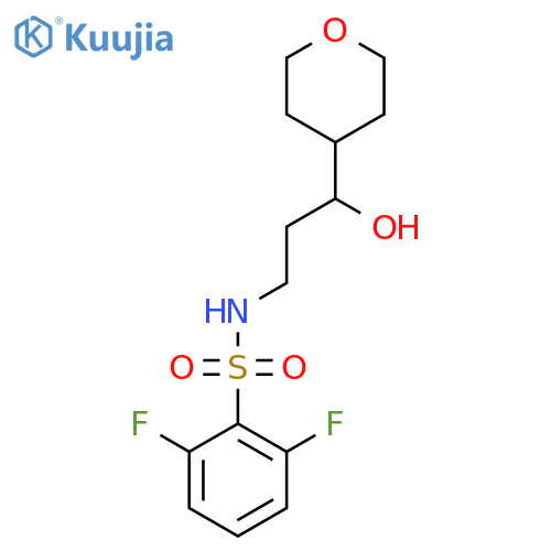 2,6-difluoro-N-[3-hydroxy-3-(oxan-4-yl)propyl]benzene-1-sulfonamide structure