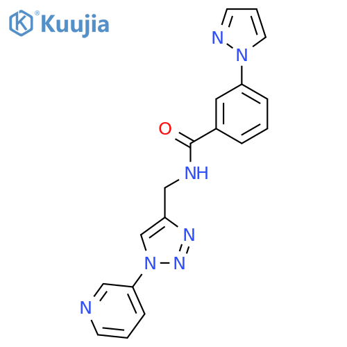 3-(1H-pyrazol-1-yl)-N-{[1-(pyridin-3-yl)-1H-1,2,3-triazol-4-yl]methyl}benzamide structure