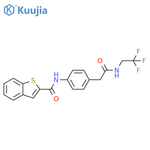 N-(4-{[(2,2,2-trifluoroethyl)carbamoyl]methyl}phenyl)-1-benzothiophene-2-carboxamide structure