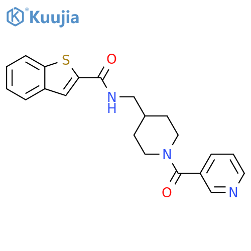 N-{1-(pyridine-3-carbonyl)piperidin-4-ylmethyl}-1-benzothiophene-2-carboxamide structure
