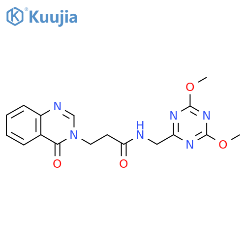 N-(4,6-dimethoxy-1,3,5-triazin-2-yl)methyl-3-(4-oxo-3,4-dihydroquinazolin-3-yl)propanamide structure