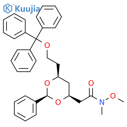 1,3-Dioxane-4-acetamide, N-methoxy-N-methyl-2-phenyl-6-[2-(triphenylmethoxy)ethyl]-, (2S,4S,6S)- structure
