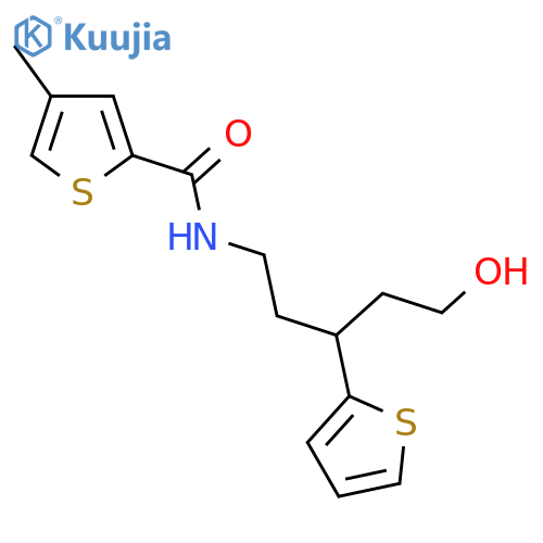 N-[5-hydroxy-3-(thiophen-2-yl)pentyl]-4-methylthiophene-2-carboxamide structure