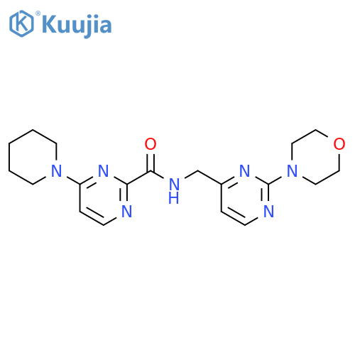 N-{[2-(morpholin-4-yl)pyrimidin-4-yl]methyl}-4-(piperidin-1-yl)pyrimidine-2-carboxamide structure