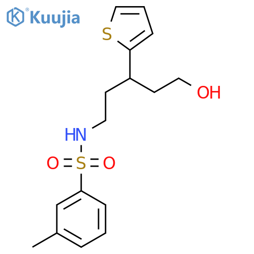 N-[5-hydroxy-3-(thiophen-2-yl)pentyl]-3-methylbenzene-1-sulfonamide structure