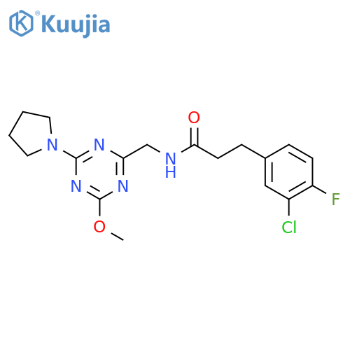 3-(3-chloro-4-fluorophenyl)-N-{4-methoxy-6-(pyrrolidin-1-yl)-1,3,5-triazin-2-ylmethyl}propanamide structure