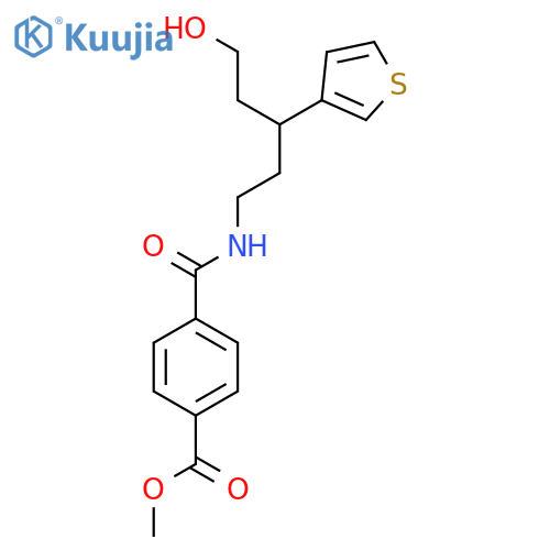 methyl 4-{[5-hydroxy-3-(thiophen-3-yl)pentyl]carbamoyl}benzoate structure