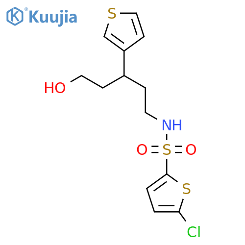 5-chloro-N-[5-hydroxy-3-(thiophen-3-yl)pentyl]thiophene-2-sulfonamide structure
