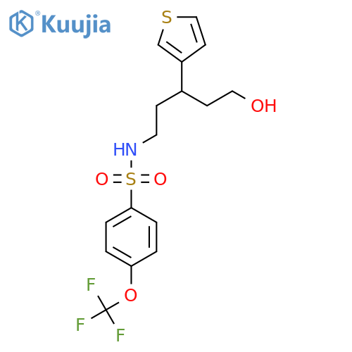N-[5-hydroxy-3-(thiophen-3-yl)pentyl]-4-(trifluoromethoxy)benzene-1-sulfonamide structure