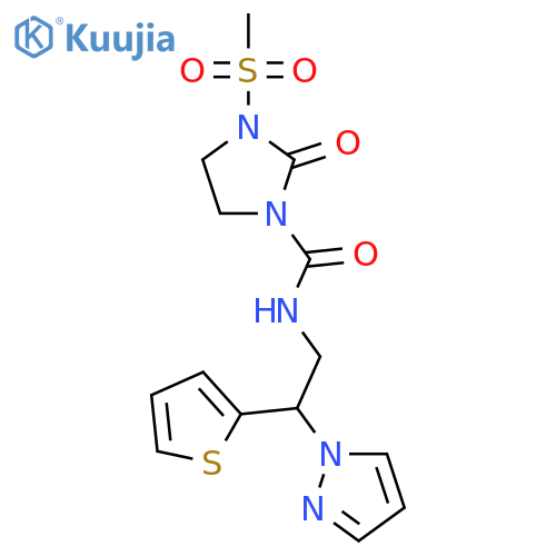3-methanesulfonyl-2-oxo-N-2-(1H-pyrazol-1-yl)-2-(thiophen-2-yl)ethylimidazolidine-1-carboxamide structure