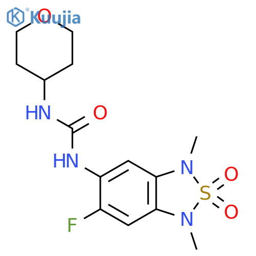 3-(6-fluoro-1,3-dimethyl-2,2-dioxo-1,3-dihydro-2lambda6,1,3-benzothiadiazol-5-yl)-1-(oxan-4-yl)urea structure