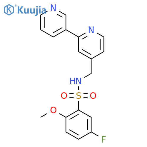 N-({[2,3'-bipyridine]-4-yl}methyl)-5-fluoro-2-methoxybenzene-1-sulfonamide structure