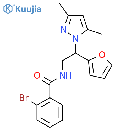 2-bromo-N-2-(3,5-dimethyl-1H-pyrazol-1-yl)-2-(furan-2-yl)ethylbenzamide structure