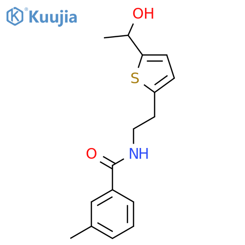 N-{2-[5-(1-hydroxyethyl)thiophen-2-yl]ethyl}-3-methylbenzamide structure