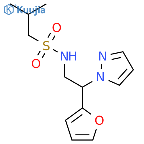 N-[2-(furan-2-yl)-2-(1H-pyrazol-1-yl)ethyl]-2-methylpropane-1-sulfonamide structure